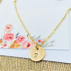 NIB Gold Initial Necklace, Letter T Necklace